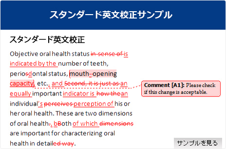 スタンダード英文校正のサンプル